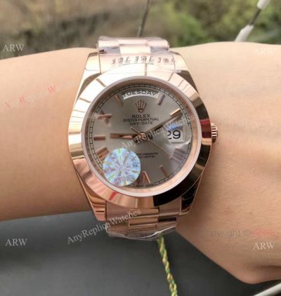 Rolex Day Date Oyster Replica Watches - Rose Gold Gray Dial